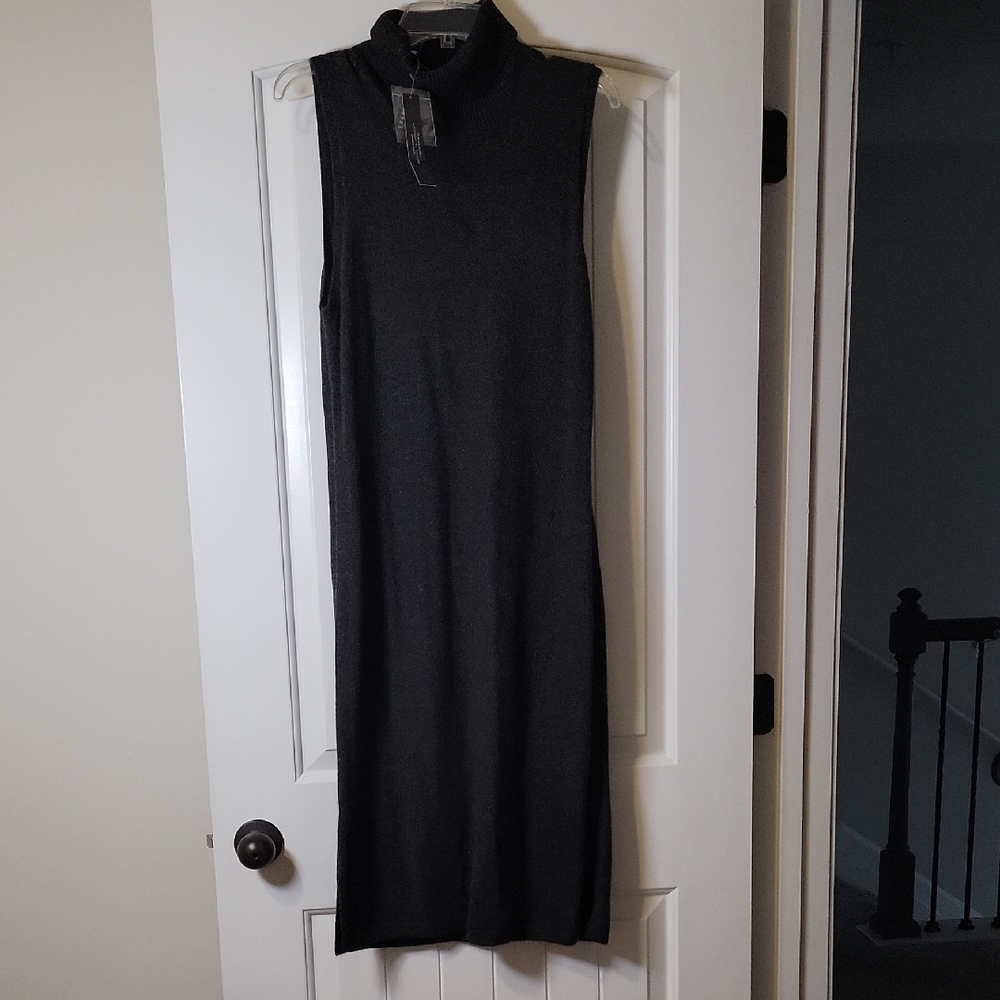 Tahari Charcoal Sleeveless Midi Dress